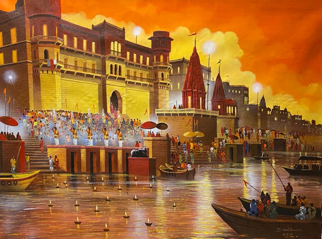 Ganga Aarti - Banaras - Rhythm Art Gallery